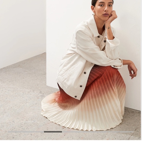 SOLD SOLD SOLD NWT Banana Republic Archive Ombre Silk Pleated Midi Skirt XSP - Picture 9 of 16